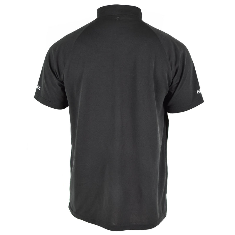 Echte Britse politie T-shirt Zwart Ademend functioneel Zip Guard-shirt vooraan