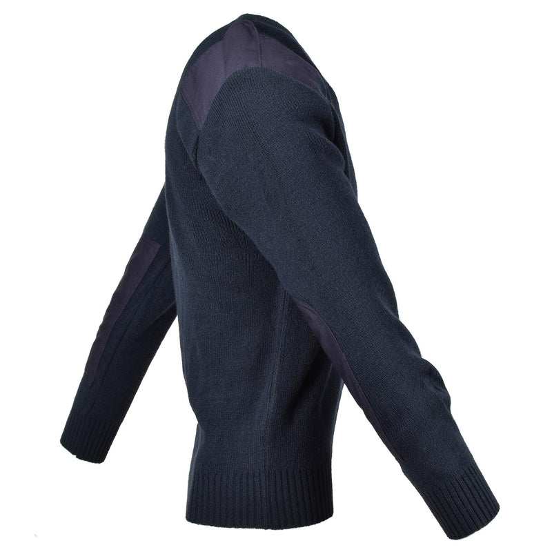 Pull original du service de police britannique Commando Jumper Pull bleu à col en V