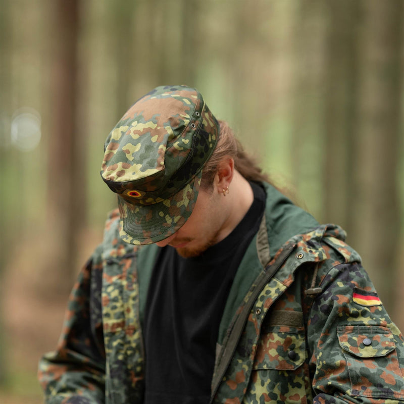 Echte origineel Duits leger Flecktarn Cap BW Woodland Camo Militaire hoed Nieuw