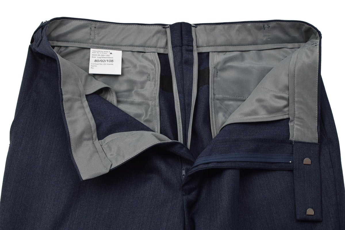 Originele Britse militaire nr. 1 geklede broek formeel zonder zakken blauw
