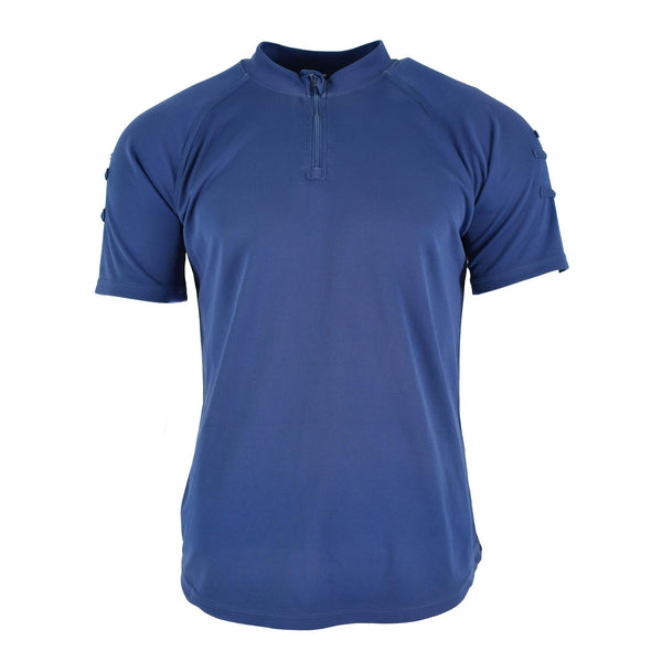 T-shirt original de la police britannique, bleu, matière respirante, fermeture éclair sur le devant