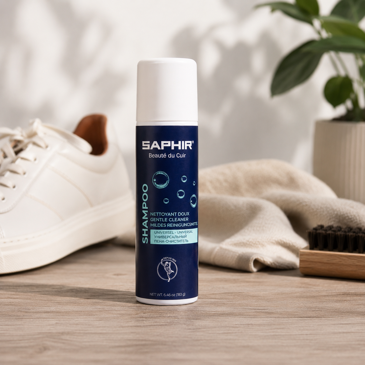 Saphir Active Foam Shampoing Nettoyant 150 ml Mousse d'entretien cuir textile