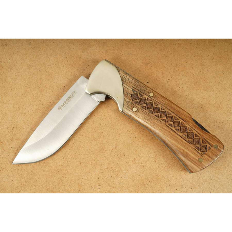Boker Brand folding pocket knife Woodcraft stainless steel 440A wooden handle