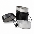 Originele Swiss Army Mess Kit 3-delige aluminium campingkookset Zwart