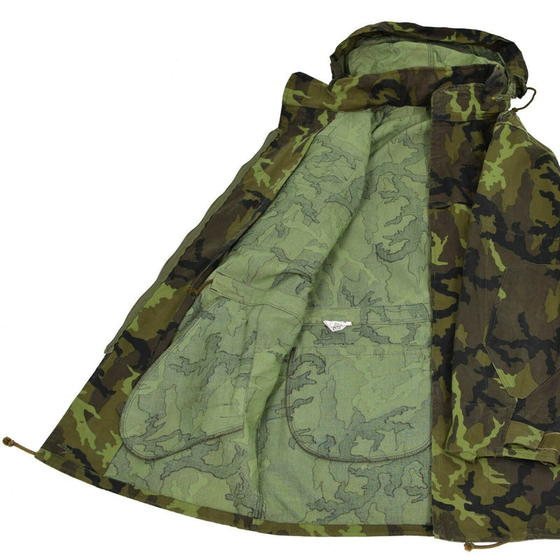 Veste de combat militaire originale de l'armée tchèque CZ 95 camouflage parka à capuche