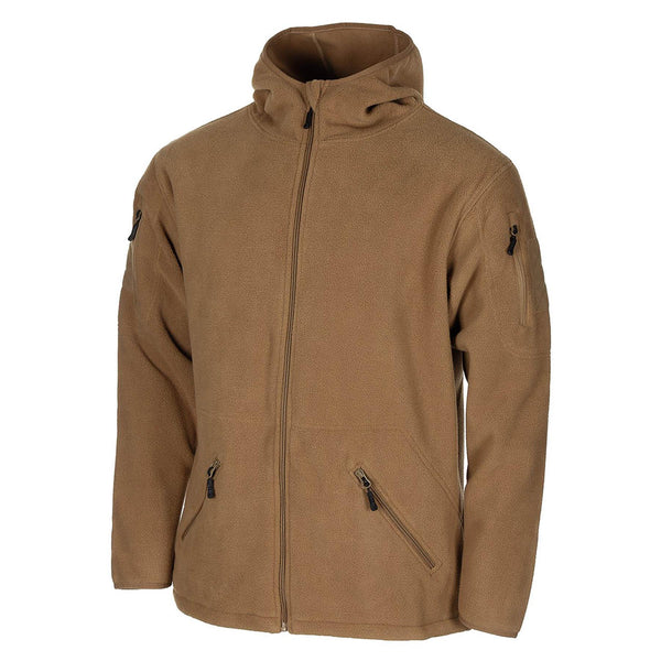 MFH militaire stijl Tan Tactical Hooded Fleece Jacket Outdoor wandelen Volledig Zip Nieuw