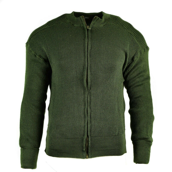 Véritable pull militaire suédois Pull en laine verte Cardigan zippé NEUF