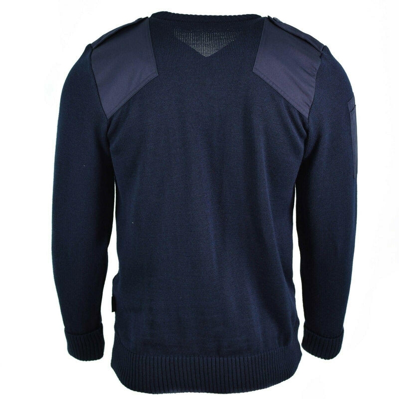 Echte British Sweater Army Police Pullover Commando Jumper Blue V-Neck Men Nieuw