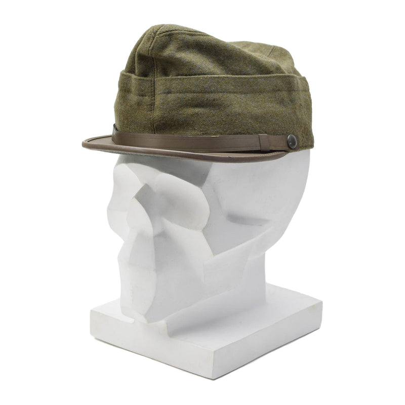 Originele Italiaanse militaire snapback field cap olijfwol lichtgewicht vintage