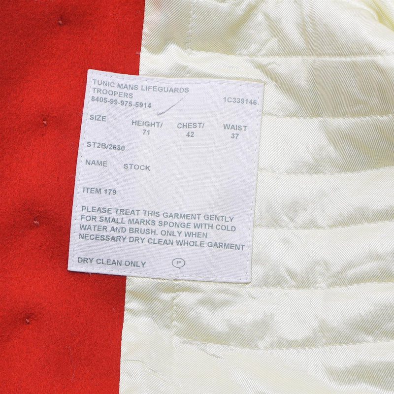 Veste militaire britannique originale Tunique robe rouge cavalier sauveteurs soldats NEUF