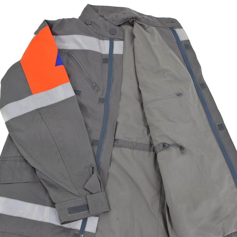 Originele Tsjechische legerjack CZ Civil Defense Gray Field Surplus Reflective Band