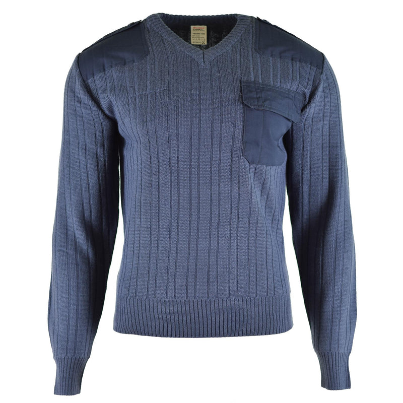 Pull d'origine de l'armée tchèque M97 en laine bleue à col en V, surplus militaire NEUF
