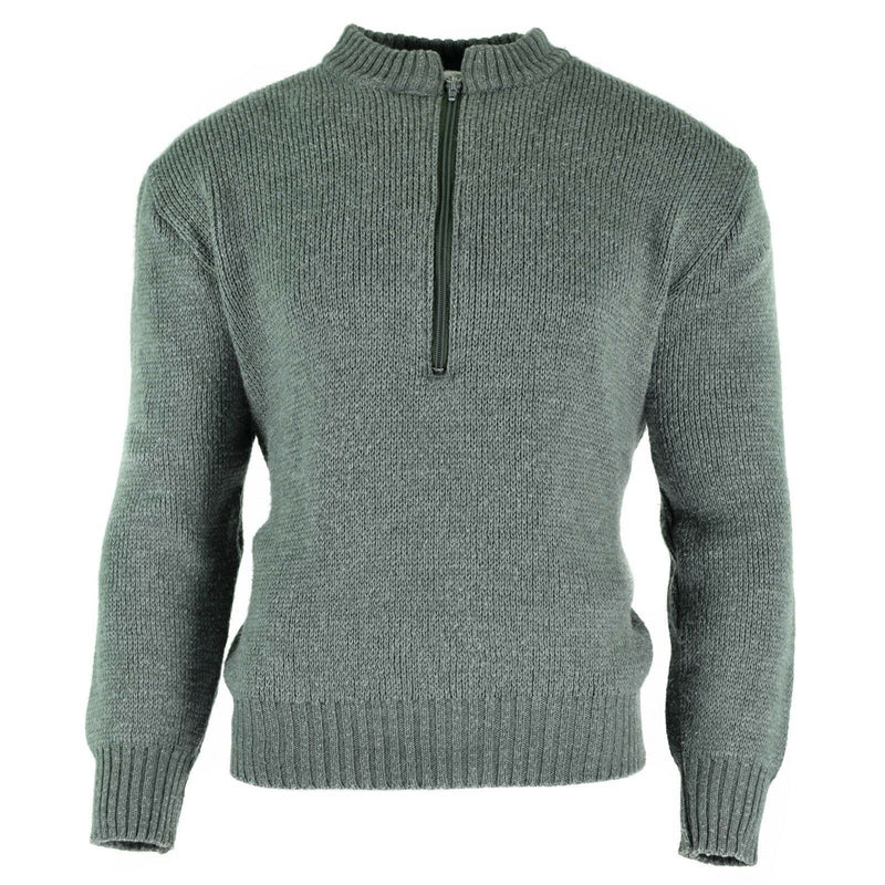 Originele Zwitserse leger pullover M74 Jumper Gray Virgin Wool Sweater met ritssluiting