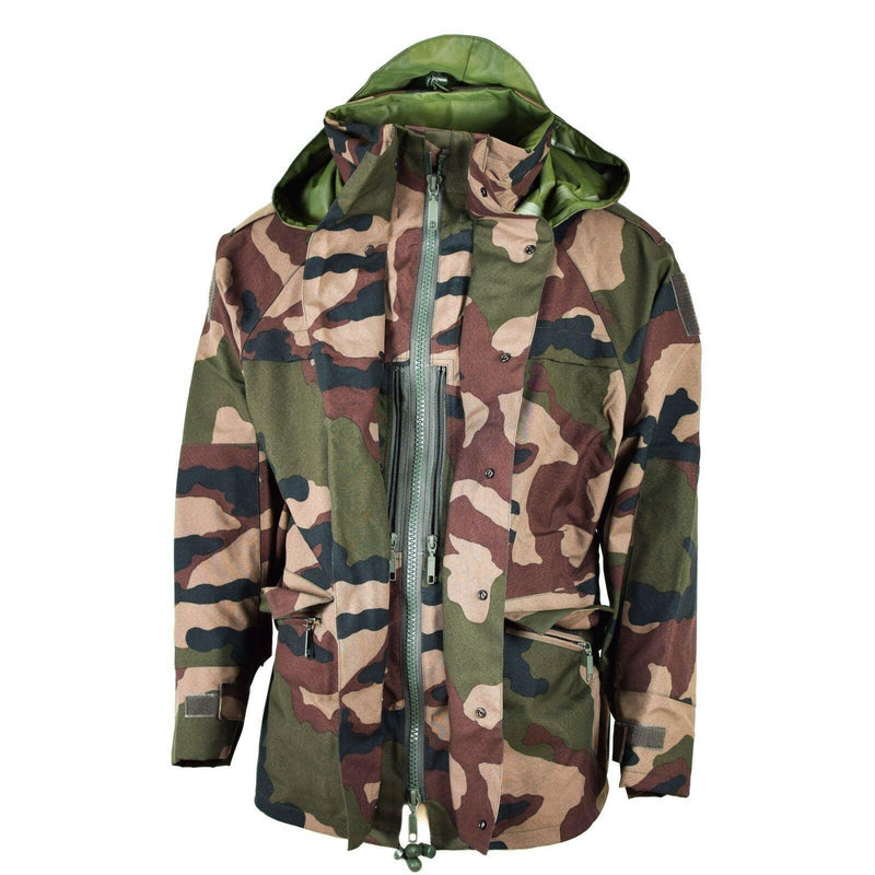 Véritable veste imperméable trilaminée de l'armée française camouflage parka de pluie à capuche en goretex