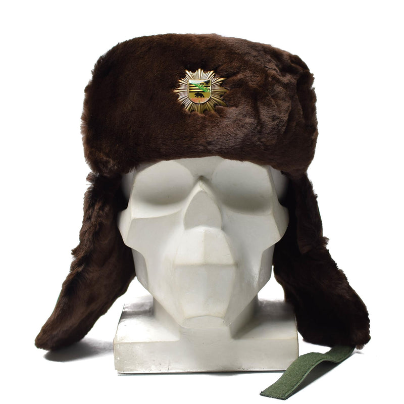 Chapeau d'hiver chaud original de la police allemande pour temps froid, badge ushanka en fausse fourrure NEUF