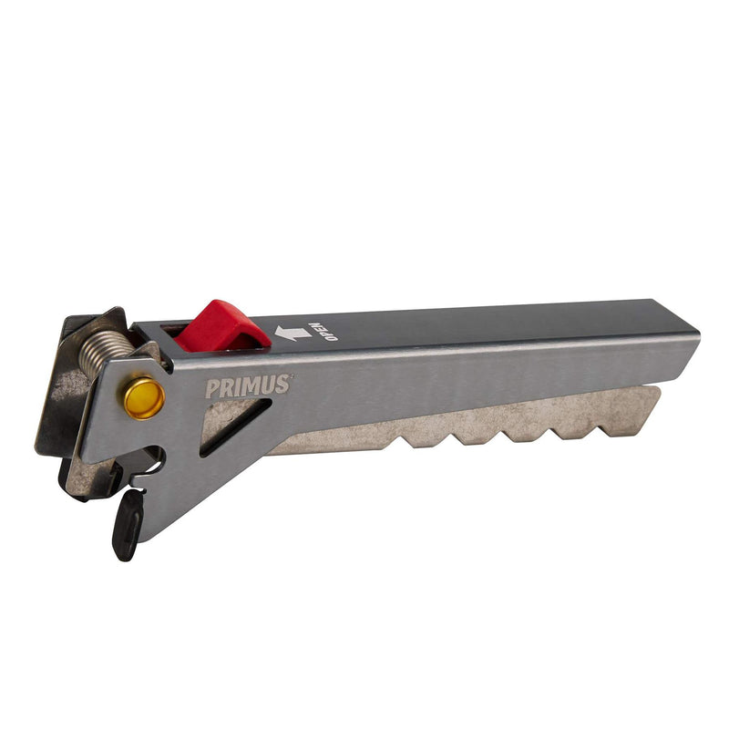 Pince à sertir Primus pour casserole à poignée fixe en aluminium et acier inoxydable, poignée de casserole grise