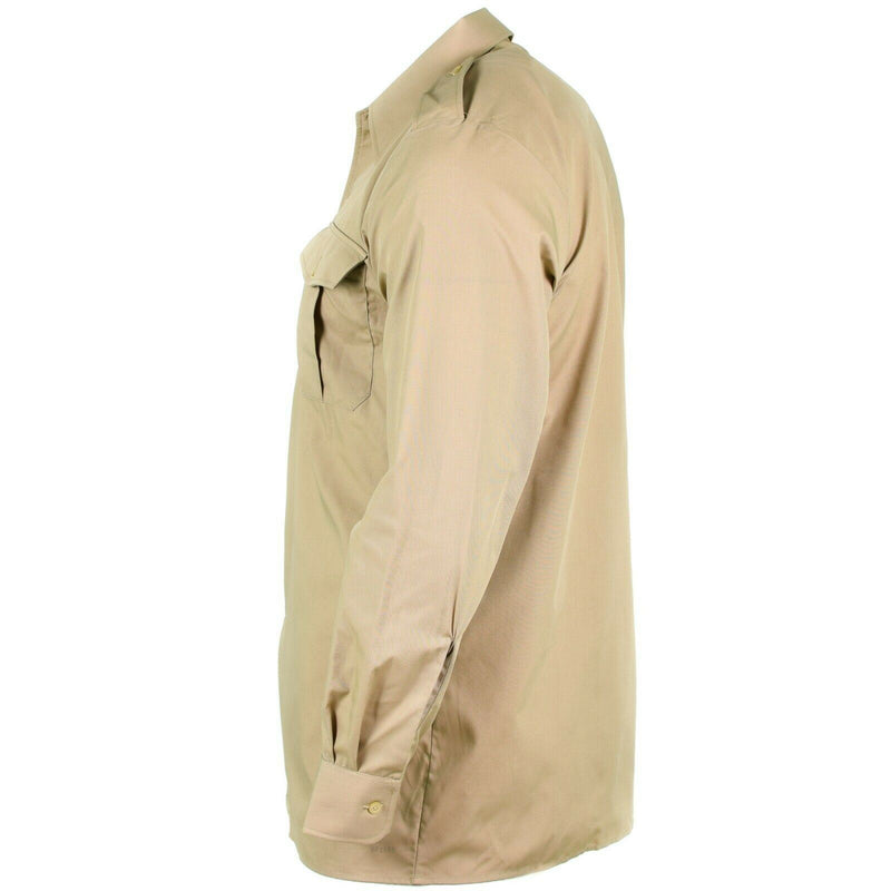 Véritable chemise de l'armée belge fatigue surplus chino kaki militaire manches longues NEUF