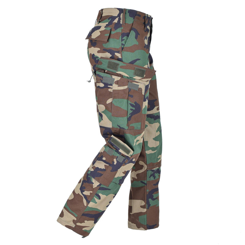 Pantalon cargo BDU de marque Mil-Tec de style militaire américain en ripstop camouflage boisé