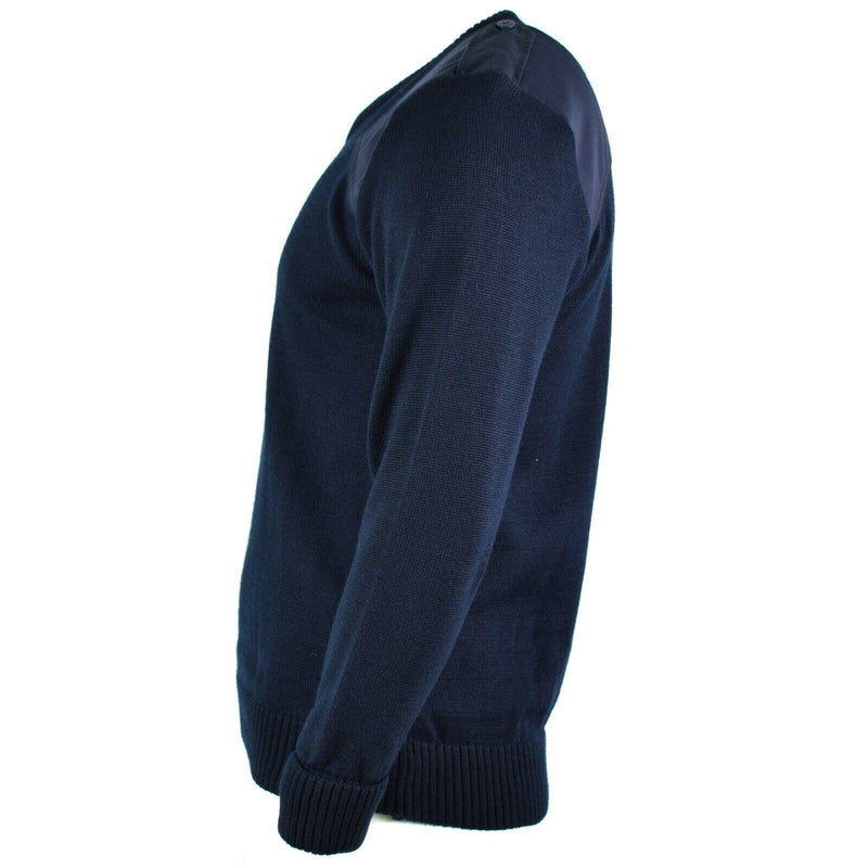 Echte British Sweater Army Police Pullover Commando Jumper Blue V-Neck Men Nieuw