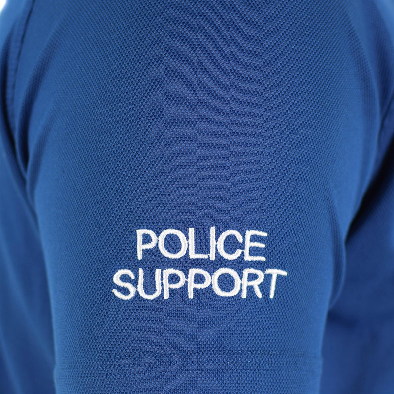 T-shirt original de la police britannique, bleu, matière respirante, fermeture éclair sur le devant