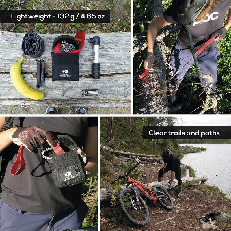 Scie à chaîne portative d'urgence NORDIC POCKET SAW pour l'extérieur, compacte, de qualité, avec poignées vertes