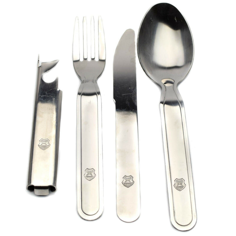Véritable ensemble de couverts de l'armée hongroise 4 pièces Ustensiles de cuisine couverts militaires NEUF