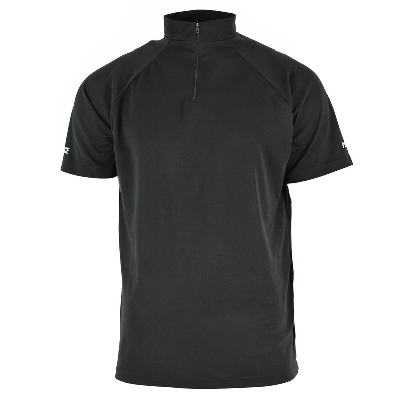 Echte Britse politie T-shirt Zwart Ademend functioneel Zip Guard-shirt vooraan