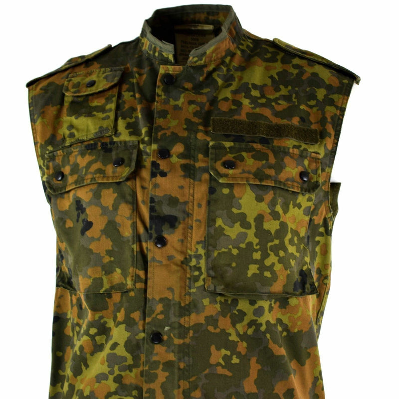 Gilet de combat tactique original de l'armée allemande avec fermeture éclair flecktarn camouflage BW
