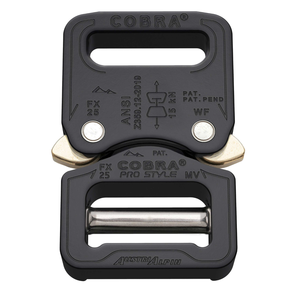 Boucle de ceinture AustriAlpin COBRA PRO STYLE 18 kN 25 mm à dégagement rapide noir