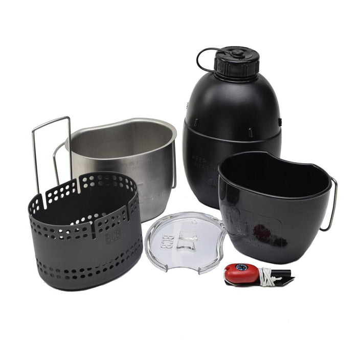 BCB Dragon kooksysteem zwart aluminium kooktoestel 6-delig set compact duurzaam kamperen - GoMilitar