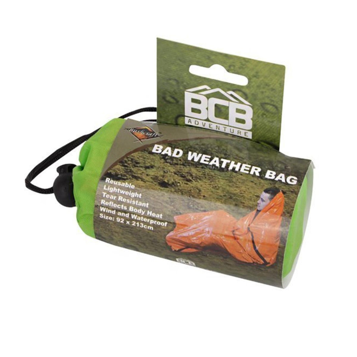 BCB Emergency Thermal Body Tas Waterdichte winddichte lichtgewicht roll-up oranje