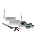 Compact BCB outdoor cooking set with mess tins, cutlery, can opener, solid fuel, and fire striker for hiking and camping.