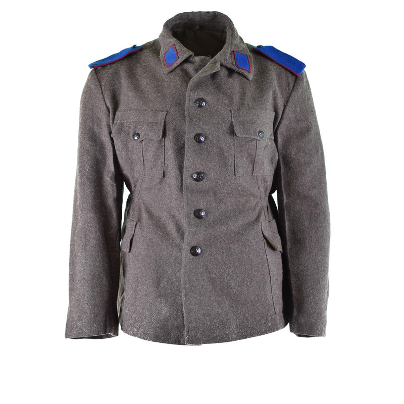 VESTE DE L'ARMÉE BULGARE AUTHENTIQUE EN LAINE UNIFORME DE SURPLUS MILITAIRE GRIS-MARRON