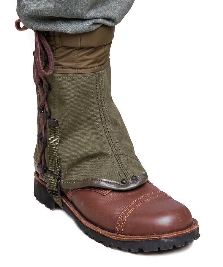 Guêtres de randonnée authentiques de l'armée italienne en toile OD olive surplus militaire M70 combat