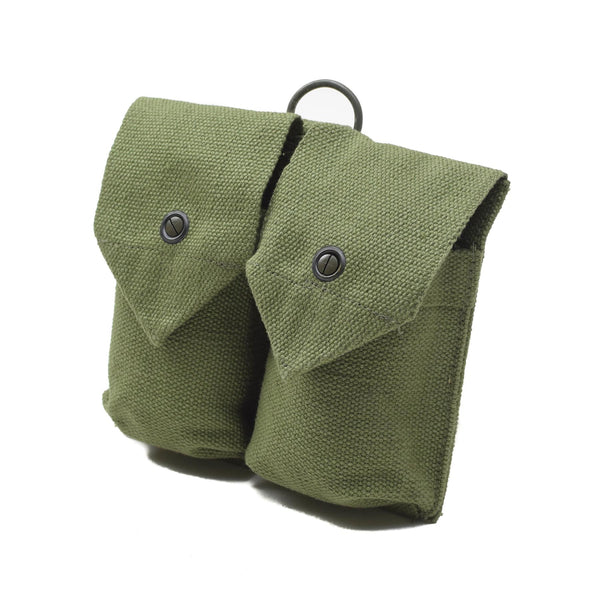Pochette de chargeur originale de l'armée norvégienne, sac à munitions double vintage en toile verte NEUF