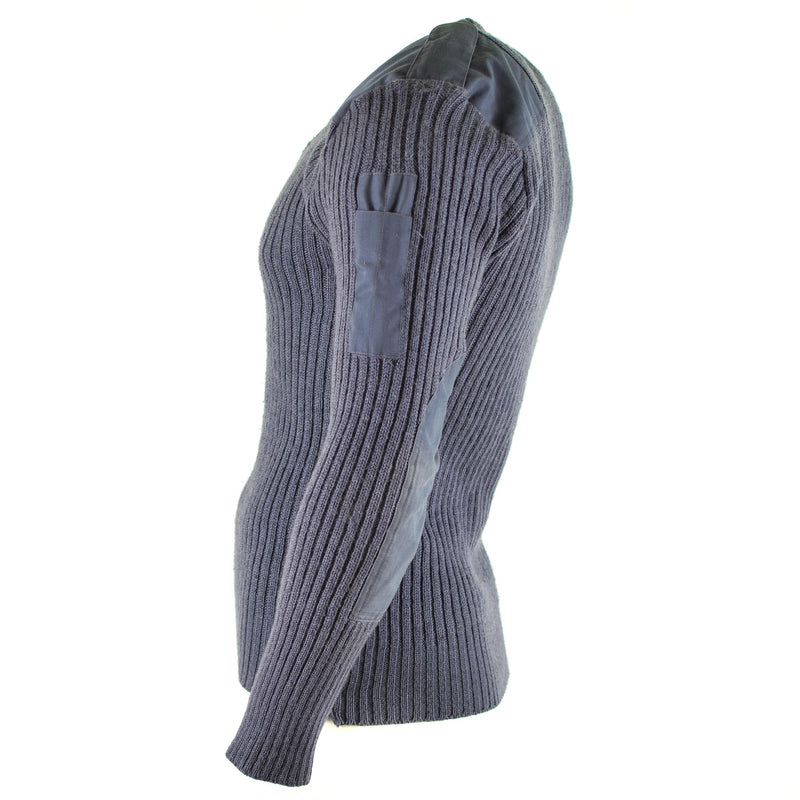Origineel Britse leger pullover commando jumper blauw grijs trui wol v-neck