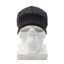 Black military style merino wool beanie hat shown on white mannequin head, breathable and warm watch cap design.