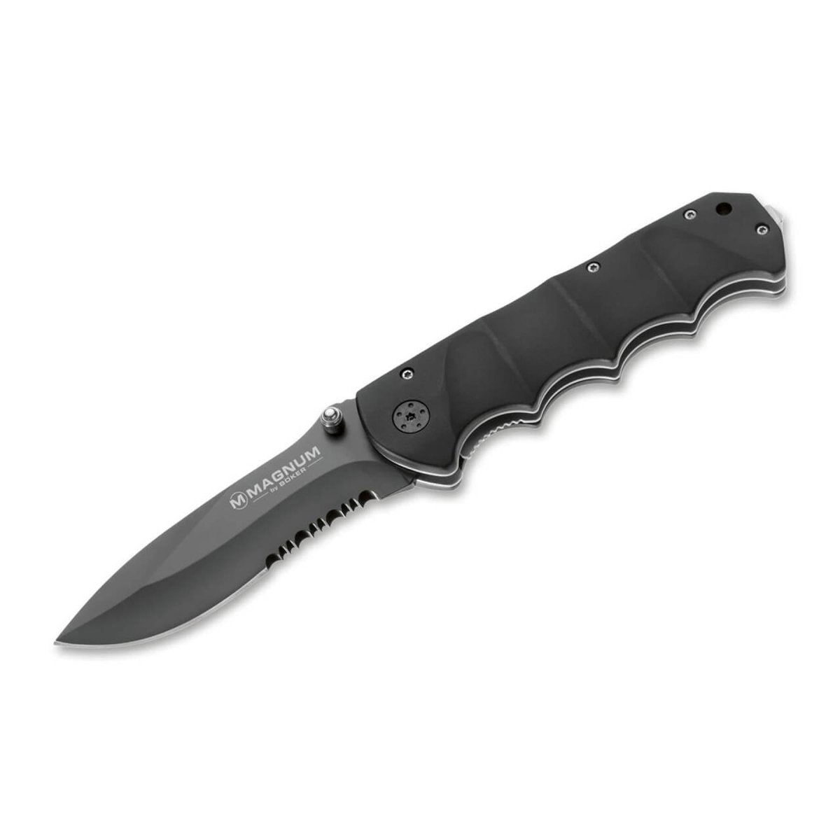 BOKER Black Spear zakmes zwart gecoat 440A roestvrijstalen aluminium handgreep
