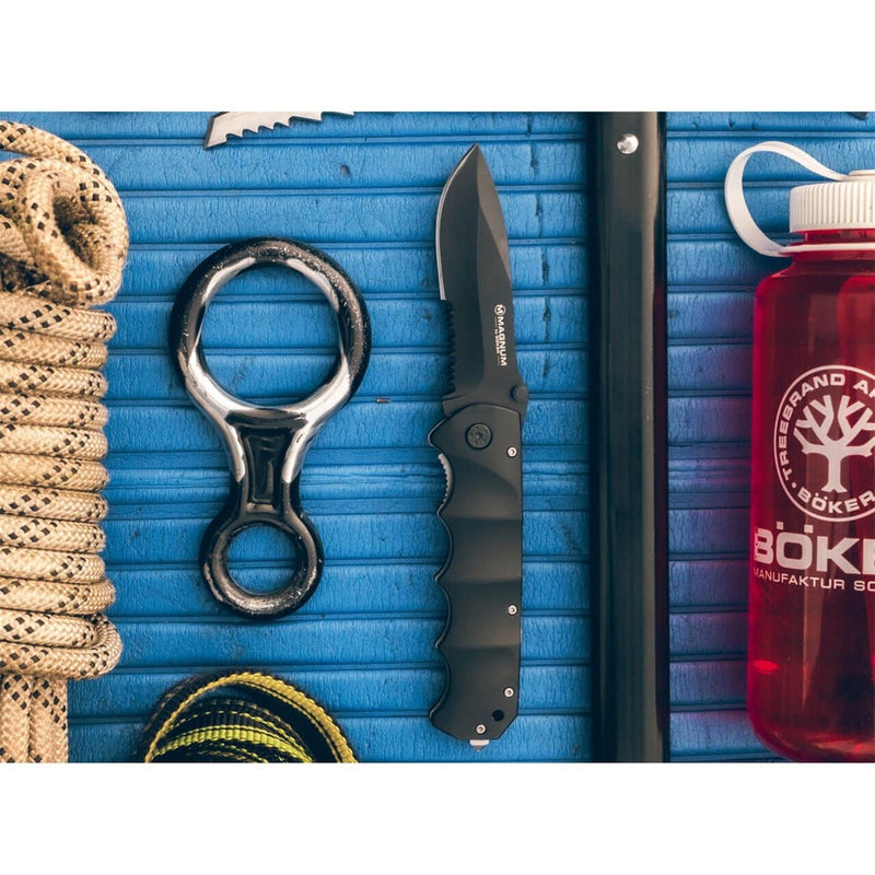 BOKER Black Spear pocket knife black coated 440A stainless steel aluminum handle - GoMilitar