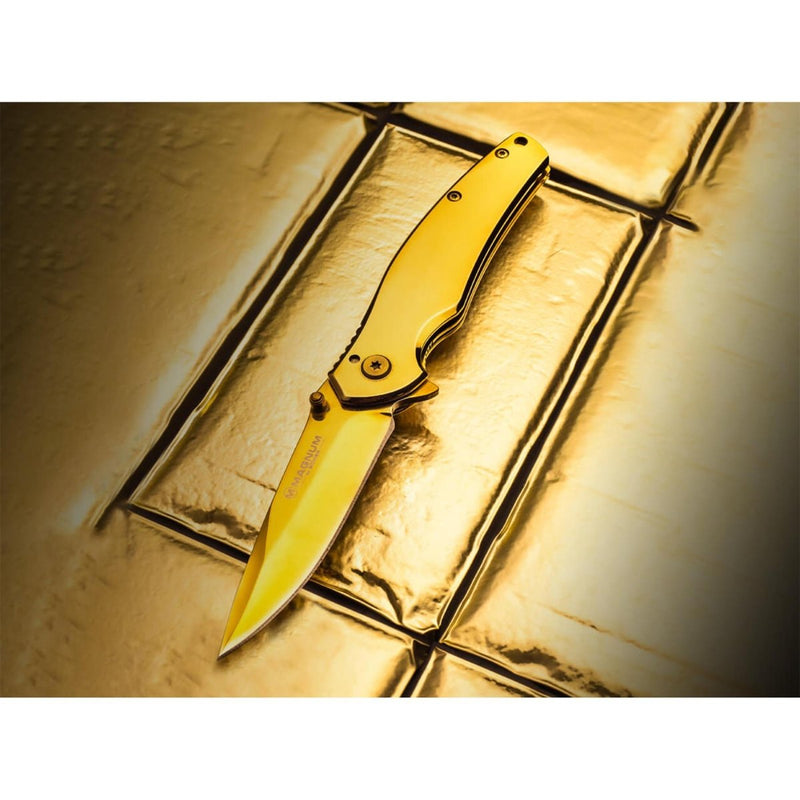 Boker Gold finger folding pocket knife anodized stainless steel 440A linerlock - GoMilitar