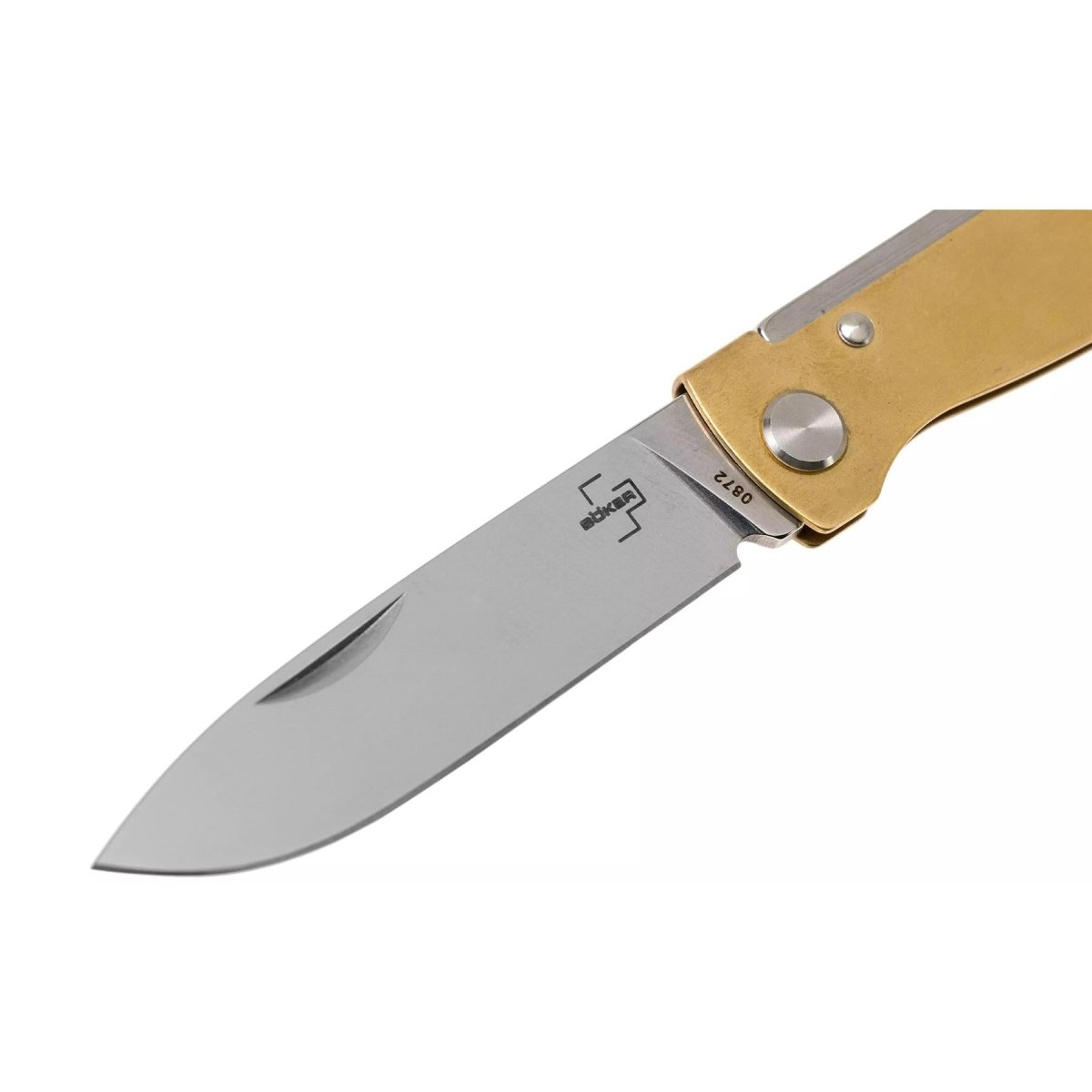 Boker Plus Atlas Slipjoint Zakmes Gesatineerd Drop Point Messing handvat