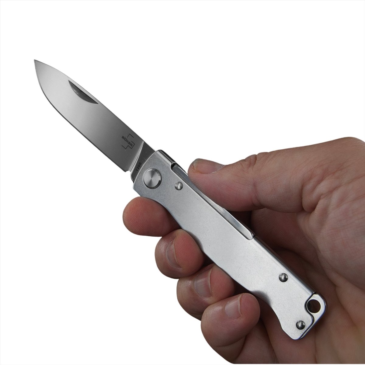 Couteau de poche pliant Boker Plus Atlas SW lame 12C27 manche en acier inoxydable