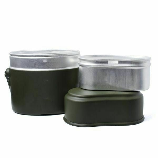 Kit de gamelle de style armée allemande BW Pot de bowler militaire en aluminium 3 pièces kit repro