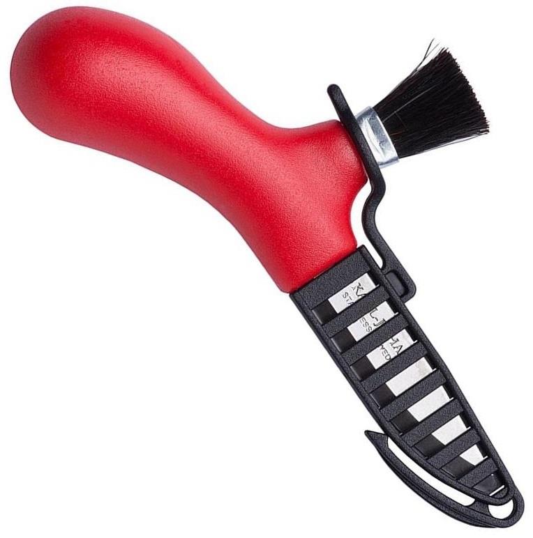 Couteau suédois MORA pour cueillette de champignons en acier inoxydable avec brosse en crin de cheval véritable rouge
