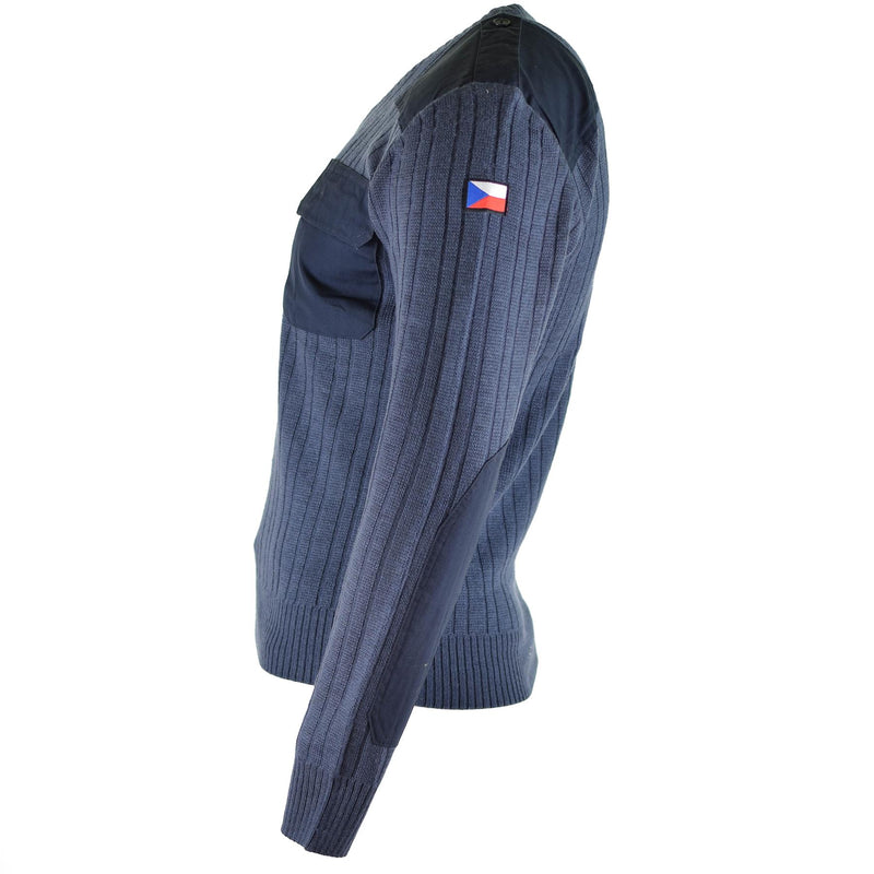 Pull d'origine de l'armée tchèque M97 en laine bleue à col en V, surplus militaire NEUF