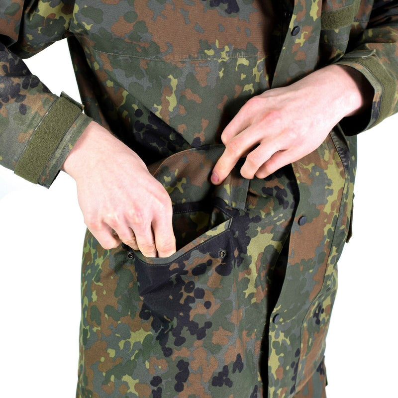 Originele Duitse legerveldjack Goretex Flecktarn Waterdichte regenwiel Parka