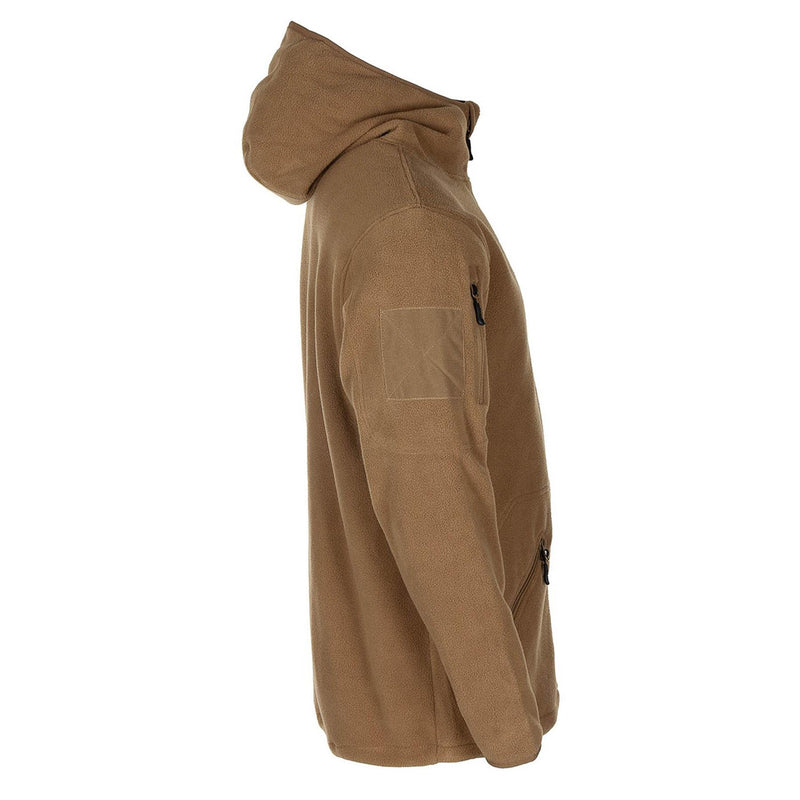 MFH militaire stijl Tan Tactical Hooded Fleece Jacket Outdoor wandelen Volledig Zip Nieuw