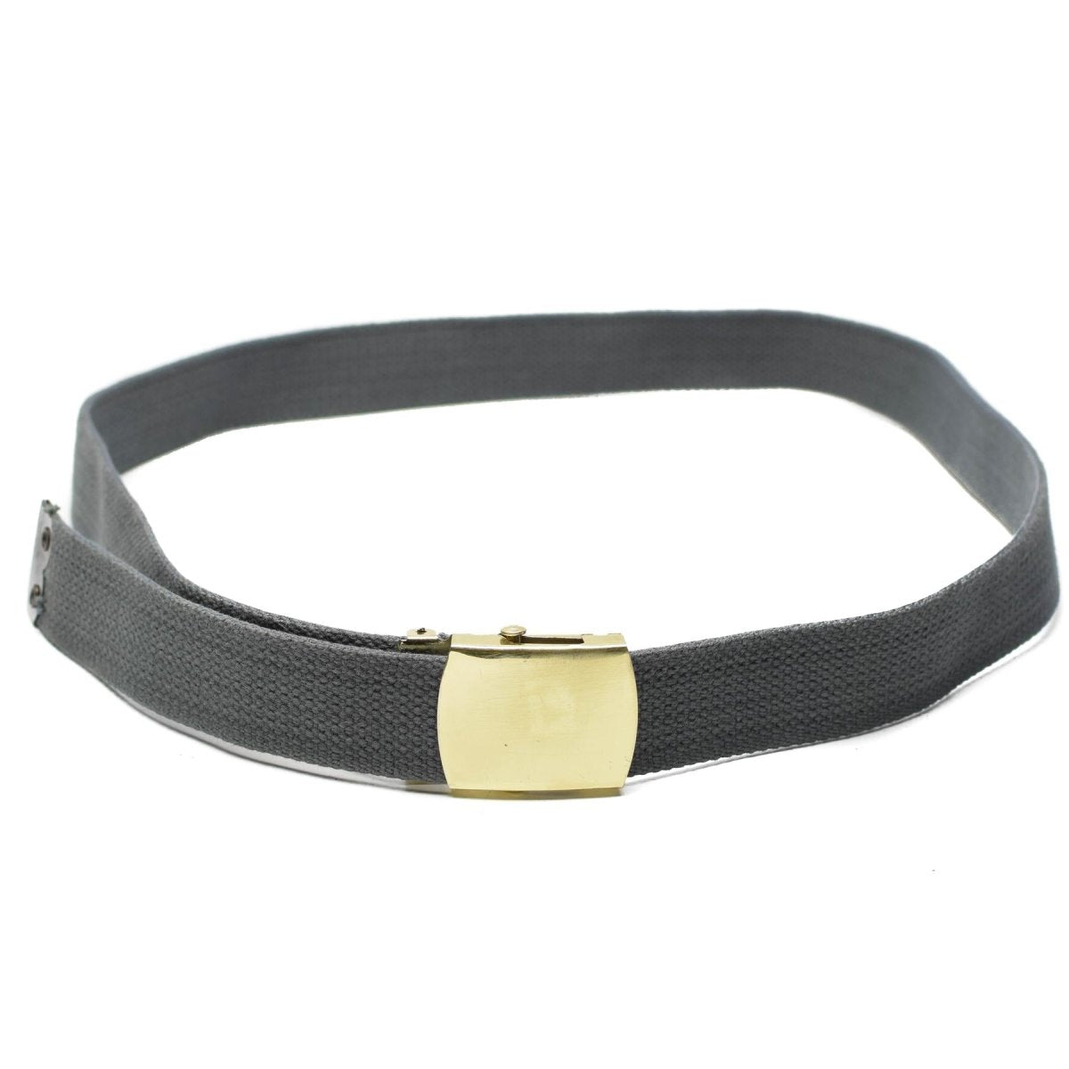 Ceinture militaire décontractée en toile grise avec boucle dorée unisexe en surplus militaire