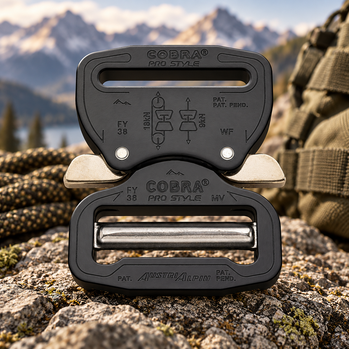 AustriAlpin COBRA PRO STYLE riemgesp 38 mm XL aluminium snelsluiting zwart