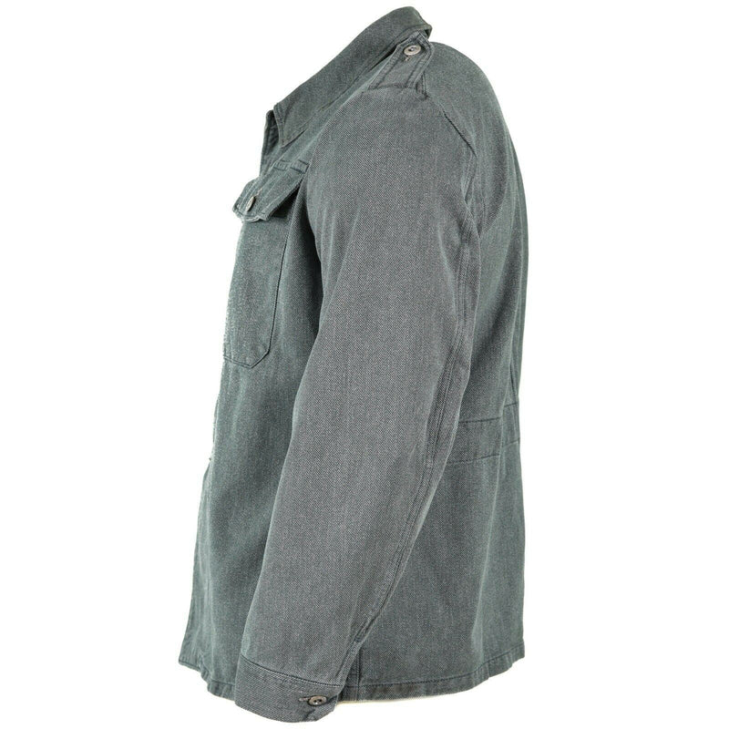 Echt Zwitserse legerwerk jas denim militaire jas grijs vintage overschot